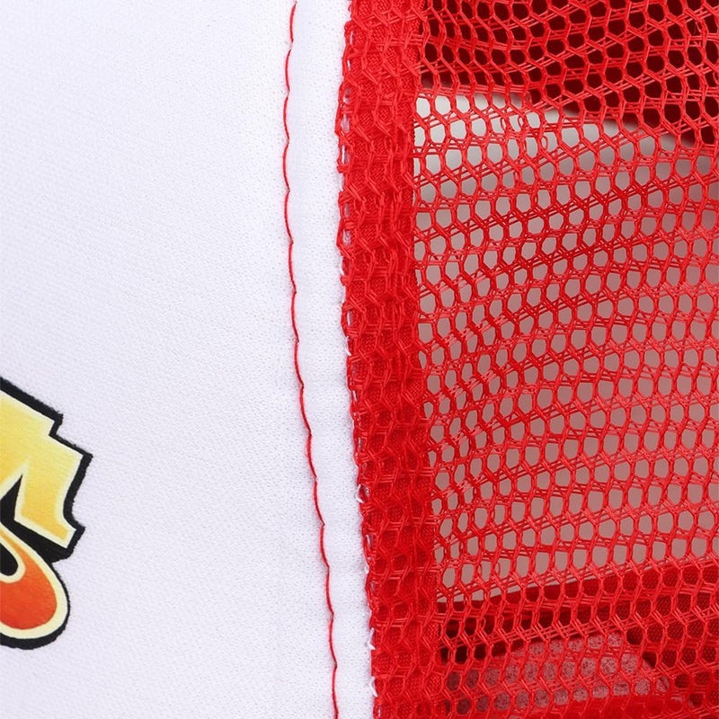 SockFrenzy Red and White Baseball Caps Summer Breathable Mesh Snapback Unisex Running Trucker Hat - Image 4
